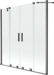 MEXEN/S - Velar Duo Dvoukřídlá posuvná vanová zástěna 150 x 150, transparent, grafit kartáčovaná (896-150-000-02-66)