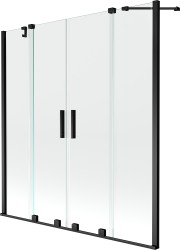 MEXEN/S - Velar Duo Dvoukřídlá posuvná vanová zástěna 160 x 150, transparent, černá (896-160-000-02-70)