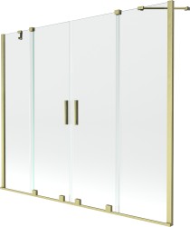 MEXEN/S - Velar Duo Dvoukřídlá posuvná vanová zástěna 170 x 150, transparent, zlatá kartáčovaná (896-170-000-02-55)