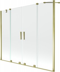 MEXEN/S - Velar Duo Dvoukřídlá posuvná vanová zástěna 180 x 150 cm, transparent, zlatá (896-180-000-02-50)