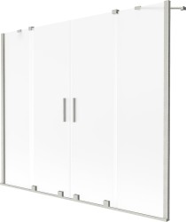 MEXEN/S - Velar Duo dvoukřídlá posuvná vanová zástěna 200 x 150 cm, dekor, nikl kartáčovaný (896-200-000-32-97)