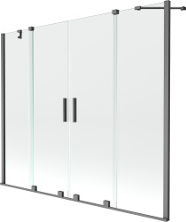 MEXEN/S - Velar Duo Dvoukřídlá posuvná vanová zástěna 200 x 150, transparent, grafit kartáčovaná (896-200-000-02-66)