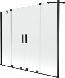 MEXEN/S - Velar Duo vanová zástěna posuvná 190 x 150 cm, transparent, černá (896-190-000-02-70)