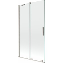 MEXEN/S - Velar dvoukřídlá posuvná vanová zástěna 100 x 150, transparent, nikl kartáčovaný (896-100-000-01-97)