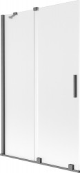 MEXEN/S - Velar dvoukřídlá posuvná vanová zástěna 110 x 150, dekor, grafit kartáčovaná (896-110-000-31-66)