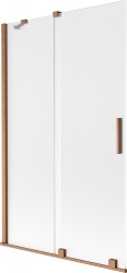 MEXEN/S - Velar dvoukřídlá posuvná vanová zástěna 110 x 150, dekor, měď kartáčovaná (896-110-000-31-65)