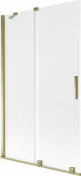 MEXEN/S - Velar dvoukřídlá posuvná vanová zástěna 110 x 150, dekor, zlatá (896-110-000-31-50)