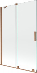 MEXEN/S - Velar Dvoukřídlá posuvná vanová zástěna 120 x 150, transparent, kartáčovaná měď (896-120-000-01-65)