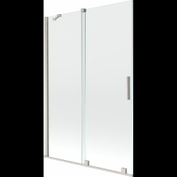 MEXEN/S - Velar dvoukřídlá posuvná vanová zástěna 120 x 150, transparent, nikl kartáčovaný (896-120-000-01-97)