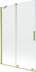MEXEN/S - Velar Dvoukřídlá posuvná vanová zástěna 120 x 150, transparent, zlatá kartáčovaná (896-120-000-01-55)