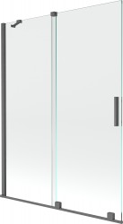 MEXEN/S - Velar Dvoukřídlá posuvná vanová zástěna 130 x 150 cm, transparent, šedá kartáčovaná (896-130-000-01-66)