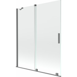 MEXEN/S - Velar dvoukřídlá posuvná vanová zástěna 140 x 150, transparent, grafit metal (896-140-000-01-95)