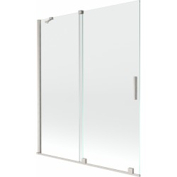 MEXEN/S - Velar dvoukřídlá posuvná vanová zástěna 140 x 150, transparent, nikl kartáčovaný (896-140-000-01-97)