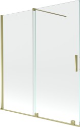 MEXEN/S - Velar Dvoukřídlá posuvná vanová zástěna 150 x 150 cm, transparent, zlatá (896-150-000-01-50)