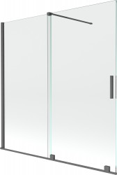 MEXEN/S - Velar Dvoukřídlá posuvná vanová zástěna 160 x 150 cm, transparent, šedá kartáčovaná (896-160-000-01-66)