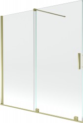 MEXEN/S - Velar Dvoukřídlá posuvná vanová zástěna 160 x 150 cm, transparent, zlatá (896-160-000-01-50)