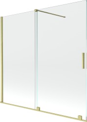 MEXEN/S - Velar Dvoukřídlá posuvná vanová zástěna 160 x 150, transparent, zlatá kartáčovaná (896-160-000-01-55)