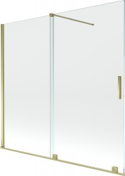 MEXEN/S - Velar Dvoukřídlá posuvná vanová zástěna 170 x 150 cm, transparent, zlatá (896-170-000-01-50)