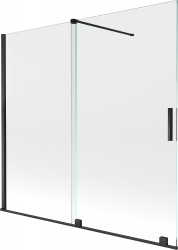 MEXEN/S - Velar Dvoukřídlá posuvná vanová zástěna 170 x 150, transparent, černá (896-170-000-01-70)