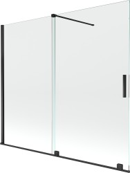 MEXEN/S - Velar Dvoukřídlá posuvná vanová zástěna 180 x 150 cm, transparent, černá (896-180-000-01-70)