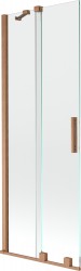 MEXEN/S - Velar Dvoukřídlá posuvná vanová zástěna 70 x 150, transparent, kartáčovaná měď (896-070-000-01-65)