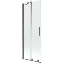 MEXEN/S - Velar dvoukřídlá posuvná vanová zástěna 75 x 150, transparent, grafit metal (896-075-000-01-95)