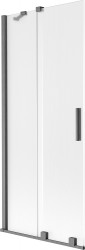 MEXEN/S - Velar dvoukřídlá posuvná vanová zástěna 80 x 150, dekor, grafit kartáčovaná (896-080-000-31-66)