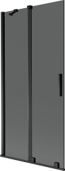 MEXEN/S - Velar dvoukřídlá posuvná vanová zástěna 90 x 150, grafit, černá (896-090-000-41-70)