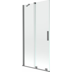 MEXEN/S - Velar dvoukřídlá posuvná vanová zástěna 95 x 150, transparent, grafit metal (896-095-000-01-95)