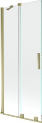 MEXEN/S - Velar Dvoukřídlá posuvná vanové zástěna 80 x 150 cm, transparent, zlatá (896-080-000-01-50)