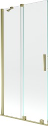 MEXEN/S - Velar Dvoukřídlá posuvná vanové zástěna 90 x 150 cm, transparent, zlatá (896-090-000-01-50)