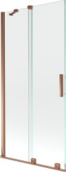MEXEN/S - Velar Dvoukřídlá posuvná vanové zástěna 95 x 150 cm, transparent, růžové zlato (896-095-000-01-60)