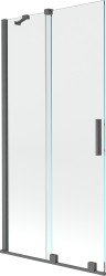 MEXEN/S - Velar Dvoukřídlá posuvná vanové zástěna 95 x 150 cm, transparent, šedá kartáčovaná (896-095-000-01-66)