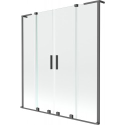 MEXEN/S - Velar L Duo dvoukřídlá posuvná vanová zástěna 140 x 150, transparent, grafit metal (896-140-003-02-95)