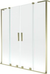 MEXEN/S - Velar L Duo dvoukřídlá posuvná vanová zástěna 140 x 150, transparent, zlatá (896-140-003-02-50)