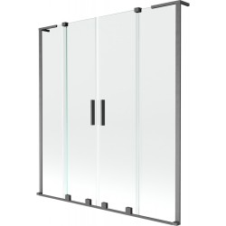 MEXEN/S - Velar L Duo dvoukřídlá posuvná vanová zástěna 150 x 150, transparent, grafit kartáčovaná (896-150-003-02-66)
