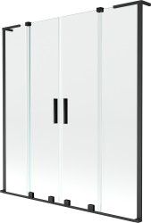 MEXEN/S - Velar L Duo dvoukřídlá posuvná vanová zástěna 160 x 150, transparent, černá (896-160-003-02-70)
