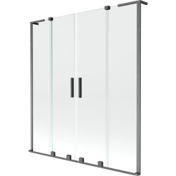 MEXEN/S - Velar L Duo dvoukřídlá posuvná vanová zástěna 160 x 150, transparent, grafit kartáčovaná (896-160-003-02-66)