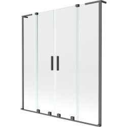 MEXEN/S - Velar L Duo dvoukřídlá posuvná vanová zástěna 160 x 150, transparent, grafit metal (896-160-003-02-95)