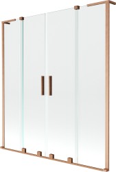 MEXEN/S - Velar L Duo dvoukřídlá posuvná vanová zástěna 160 x 150, transparent, měď kartáčovaná (896-160-003-02-65)