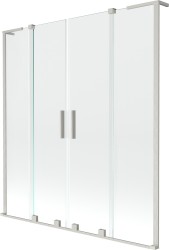 MEXEN/S - Velar L Duo dvoukřídlá posuvná vanová zástěna 160 x 150, transparent, nikl kartáčovaný (896-160-003-02-97)
