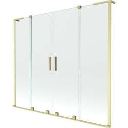 MEXEN/S - Velar L Duo dvoukřídlá posuvná vanová zástěna 170 x 150, transparent, zlatá kartáčovaná (896-170-003-02-55)