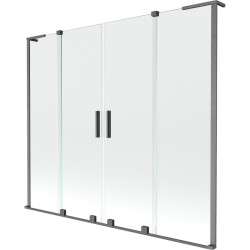 MEXEN/S - Velar L Duo dvoukřídlá posuvná vanová zástěna 180 x 150, transparent, grafit kartáčovaná (896-180-003-02-66)