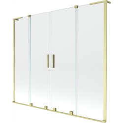 MEXEN/S - Velar L Duo dvoukřídlá posuvná vanová zástěna 180 x 150, transparent, zlatá kartáčovaná (896-180-003-02-55)