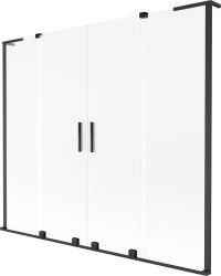 MEXEN/S - Velar L Duo dvoukřídlá posuvná vanová zástěna 200 x 150, dekor, černá (896-200-003-32-70)