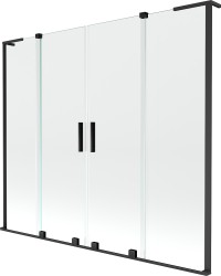MEXEN/S - Velar L Duo dvoukřídlá posuvná vanová zástěna 200 x 150, transparent, černá (896-200-003-02-70)