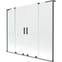 MEXEN/S - Velar L Duo dvoukřídlá posuvná vanová zástěna 200 x 150, transparent, grafit metal (896-200-003-02-95)