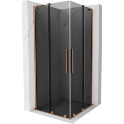 MEXEN/S - Velar L Duo sprchový kout, posuvné dveře 100 x 100, grafit, měď kartáčovaná (871-100-100-02-43-65)