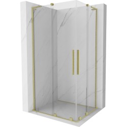 MEXEN/S - Velar L Duo sprchový kout, posuvné dveře 100 x 90, transparent, zlato kartáčovaná (871-100-090-02-03-55)