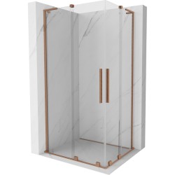 MEXEN/S - Velar L Duo sprchový kout, posuvné dveře 90 x 80, transparent, měď kartáčovaná (871-090-080-02-03-65)